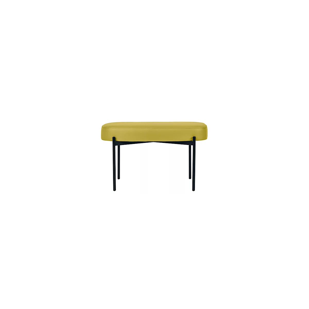 Banc meet® by Paperflow GAIA, ovale M, revêtement en similicuir vert résistant aux désinfectants, piètement 4 pieds noir mat, L 790 x P 420 x H 455 mm