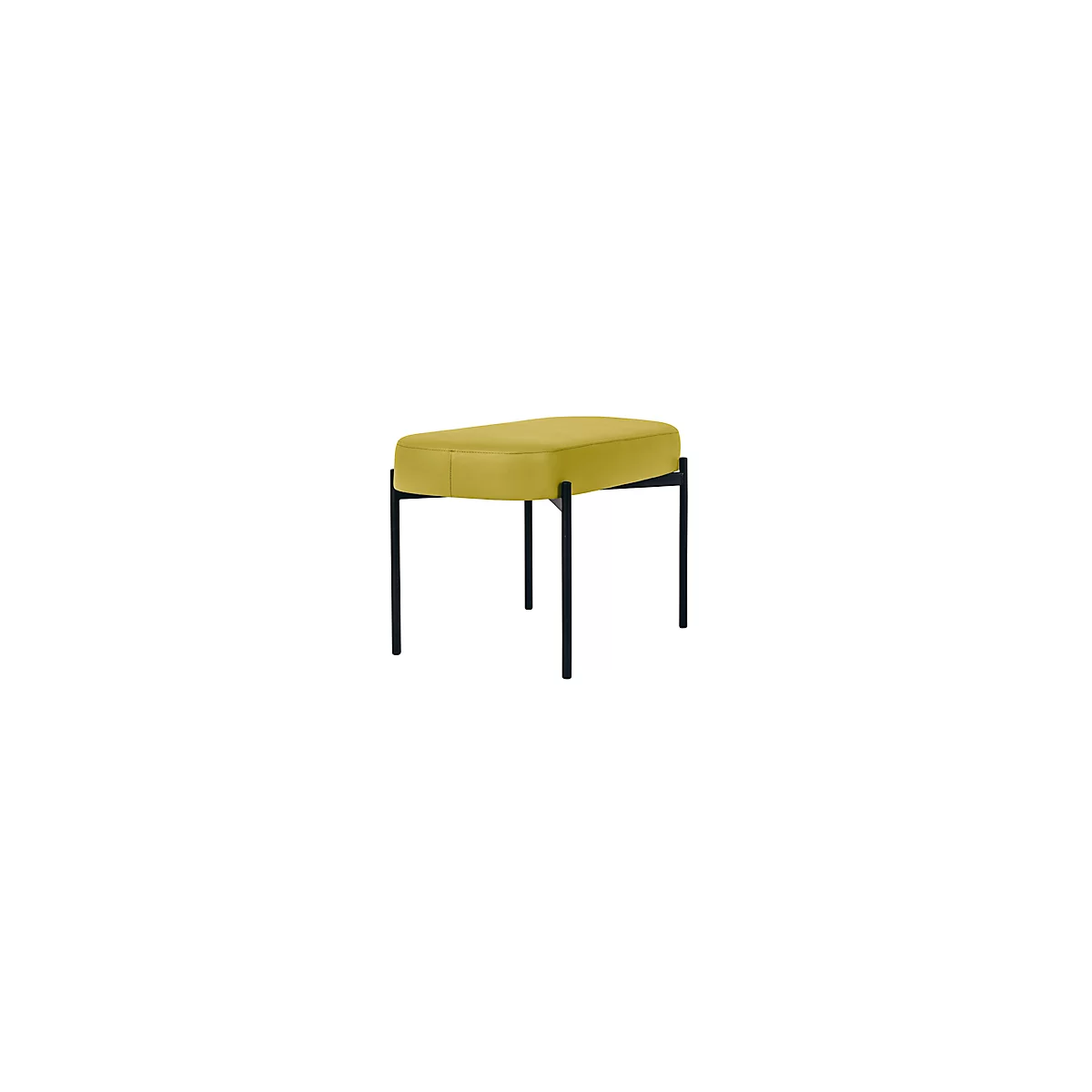 Banc meet® by Paperflow GAIA, ovale M, revêtement en similicuir vert résistant aux désinfectants, piètement 4 pieds noir mat, L 790 x P 420 x H 455 mm