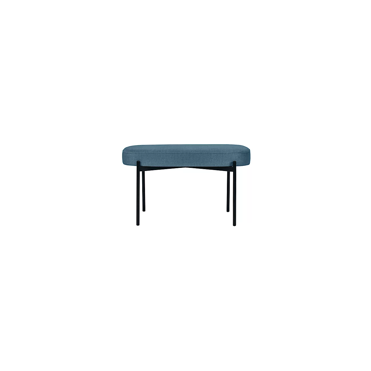 Banc meet® by Paperflow GAIA, ovale M, revêtement tissu bleu, piètement 4 pieds noir mat, L 790 x P 420 x H 455 mm