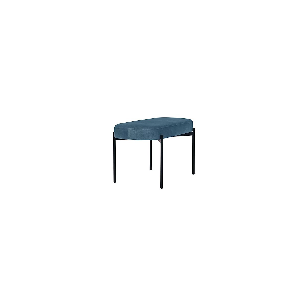 Banc meet® by Paperflow GAIA, ovale M, revêtement tissu bleu, piètement 4 pieds noir mat, L 790 x P 420 x H 455 mm