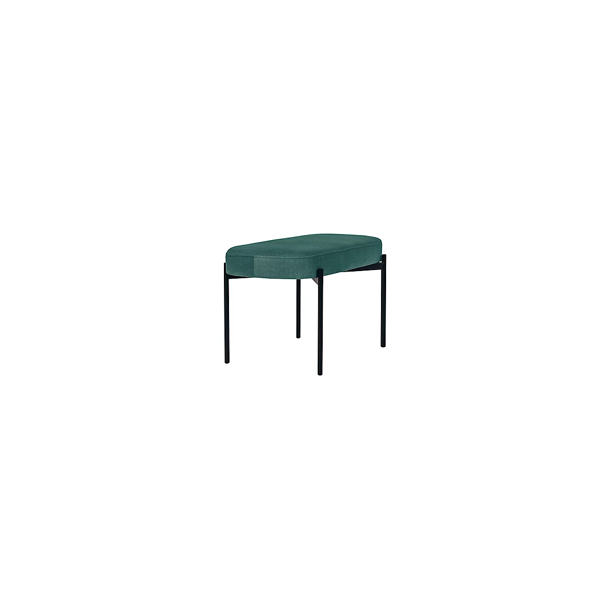 Banc meet® by Paperflow GAIA, ovale M, revêtement tissu vert, piètement 4 pieds noir mat, L 790 x P 420 x H 455 mm