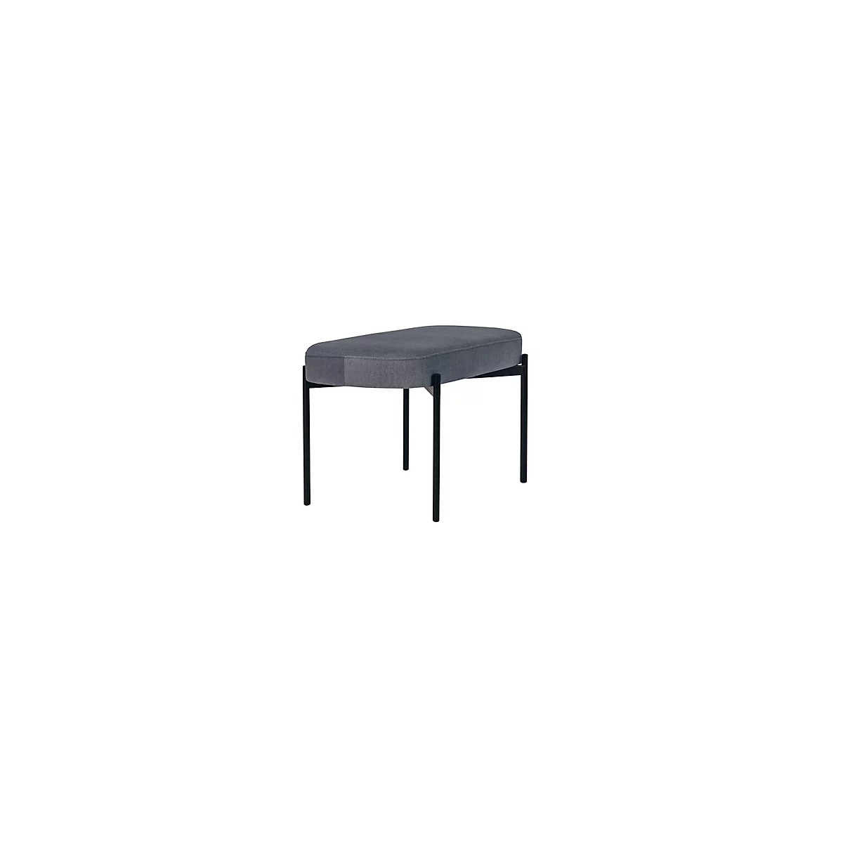 Banc meet® by Paperflow GAIA, ovale M, revêtement velours gris, piètement 4 pieds noir mat, L 790 x P 420 x H 455 mm