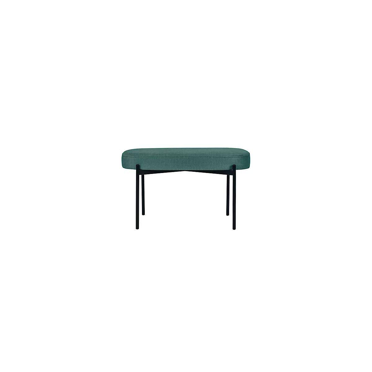Banc meet® by Paperflow GAIA, ovale M, revêtement velours vert, piètement 4 pieds noir mat, L 790 x P 420 x H 455 mm