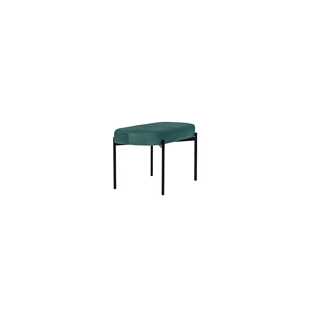 Banc meet® by Paperflow GAIA, ovale M, revêtement velours vert, piètement 4 pieds noir mat, L 790 x P 420 x H 455 mm