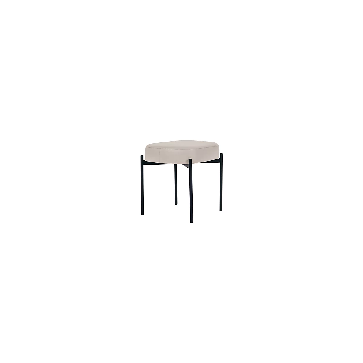 Banc meet® by Paperflow GAIA, ovale S, revêtement en similicuir blanc résistant aux désinfectants, piètement à 4 pieds noir mat, L 490 x P 380 x H 455 mm