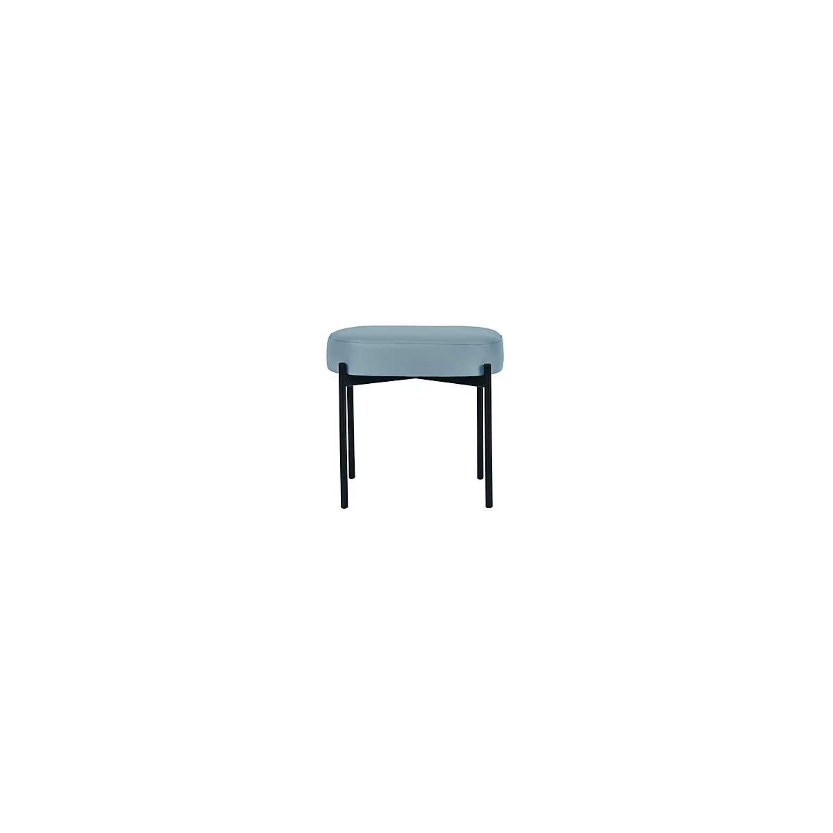Banc meet® by Paperflow GAIA, ovale S, revêtement en similicuir bleu résistant aux désinfectants, piètement 4 pieds noir mat, L 490 x P 380 x H 455 mm