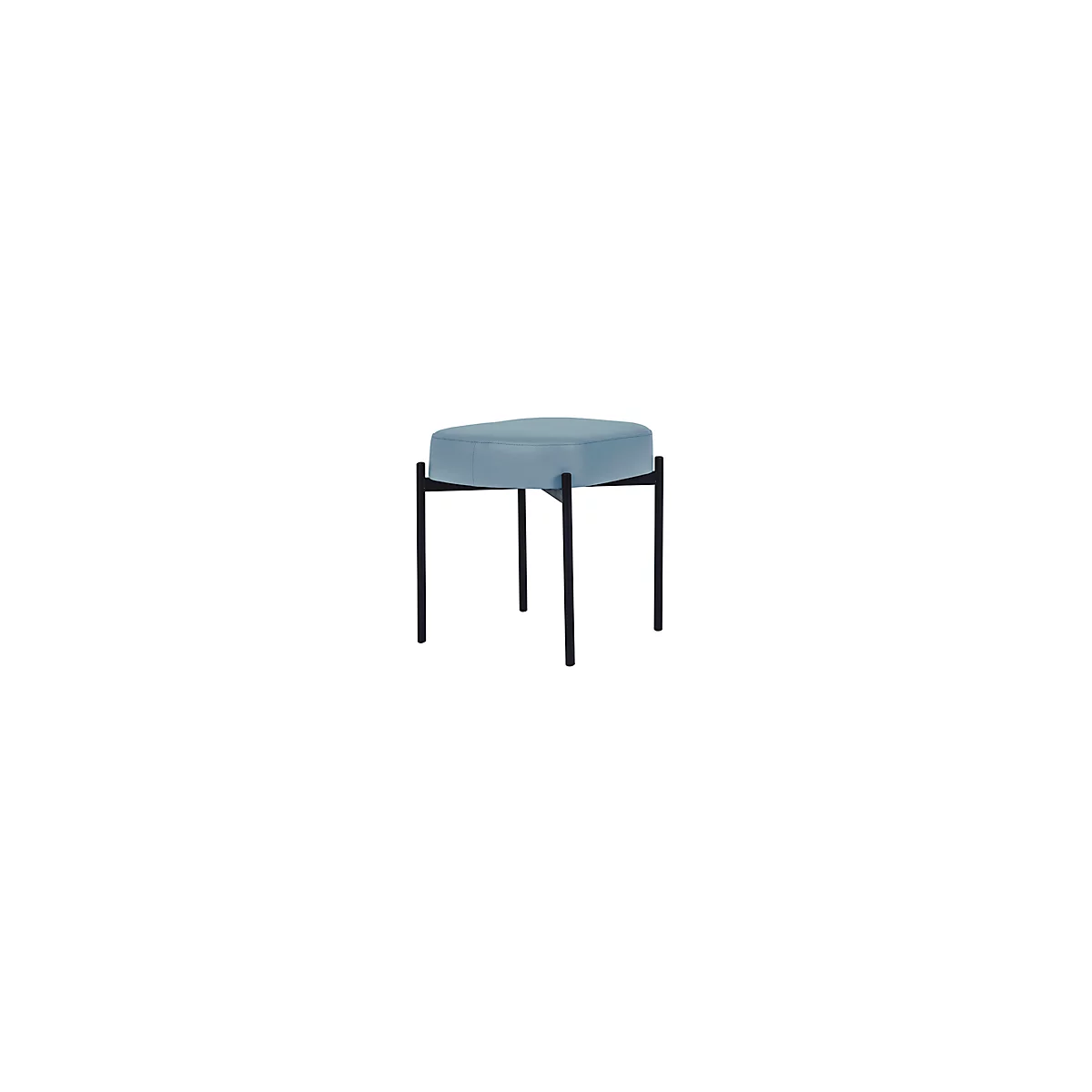 Banc meet® by Paperflow GAIA, ovale S, revêtement en similicuir bleu résistant aux désinfectants, piètement 4 pieds noir mat, L 490 x P 380 x H 455 mm