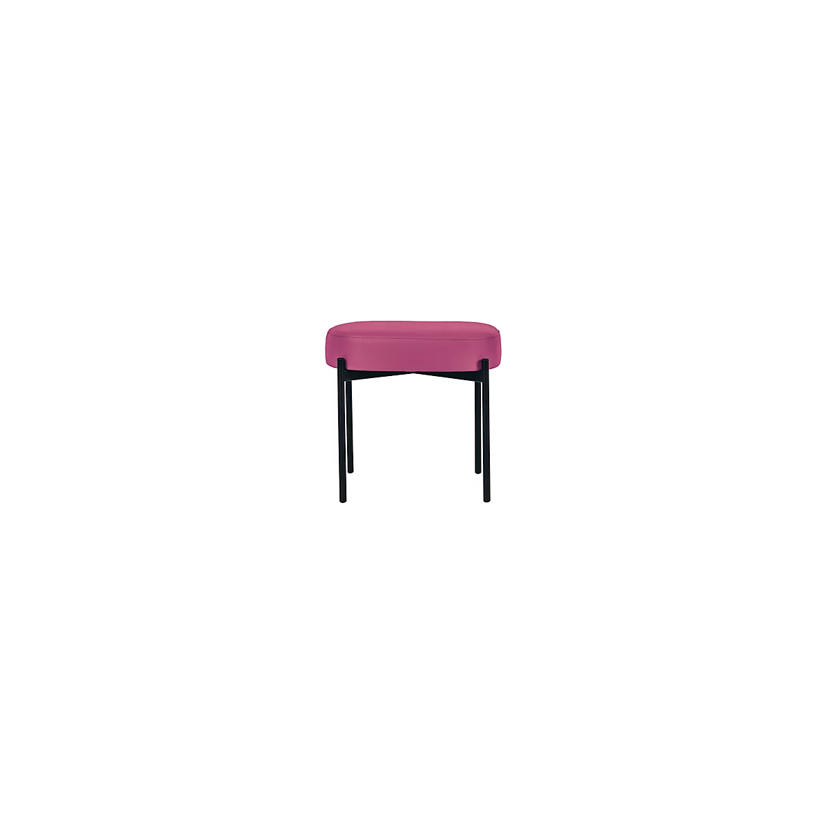 Banc meet® by Paperflow GAIA, ovale S, revêtement en similicuir lilas résistant aux désinfectants, piètement 4 pieds noir mat, L 490 x P 380 x H 455 mm