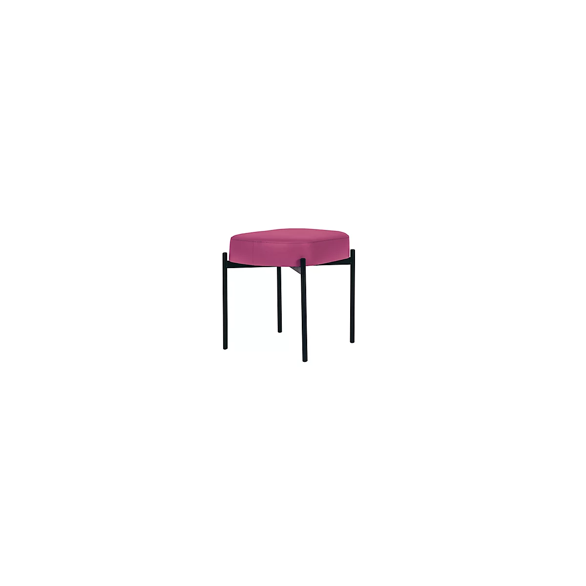 Banc meet® by Paperflow GAIA, ovale S, revêtement en similicuir lilas résistant aux désinfectants, piètement 4 pieds noir mat, L 490 x P 380 x H 455 mm