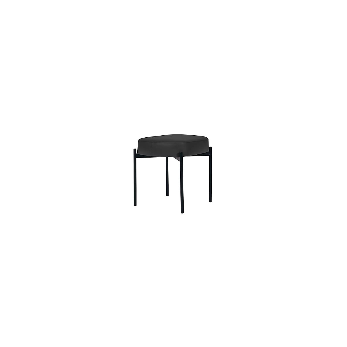 Banc meet® by Paperflow GAIA, ovale S, revêtement en similicuir noir résistant aux désinfectants, piètement 4 pieds noir mat, L 490 x P 380 x H 455 mm