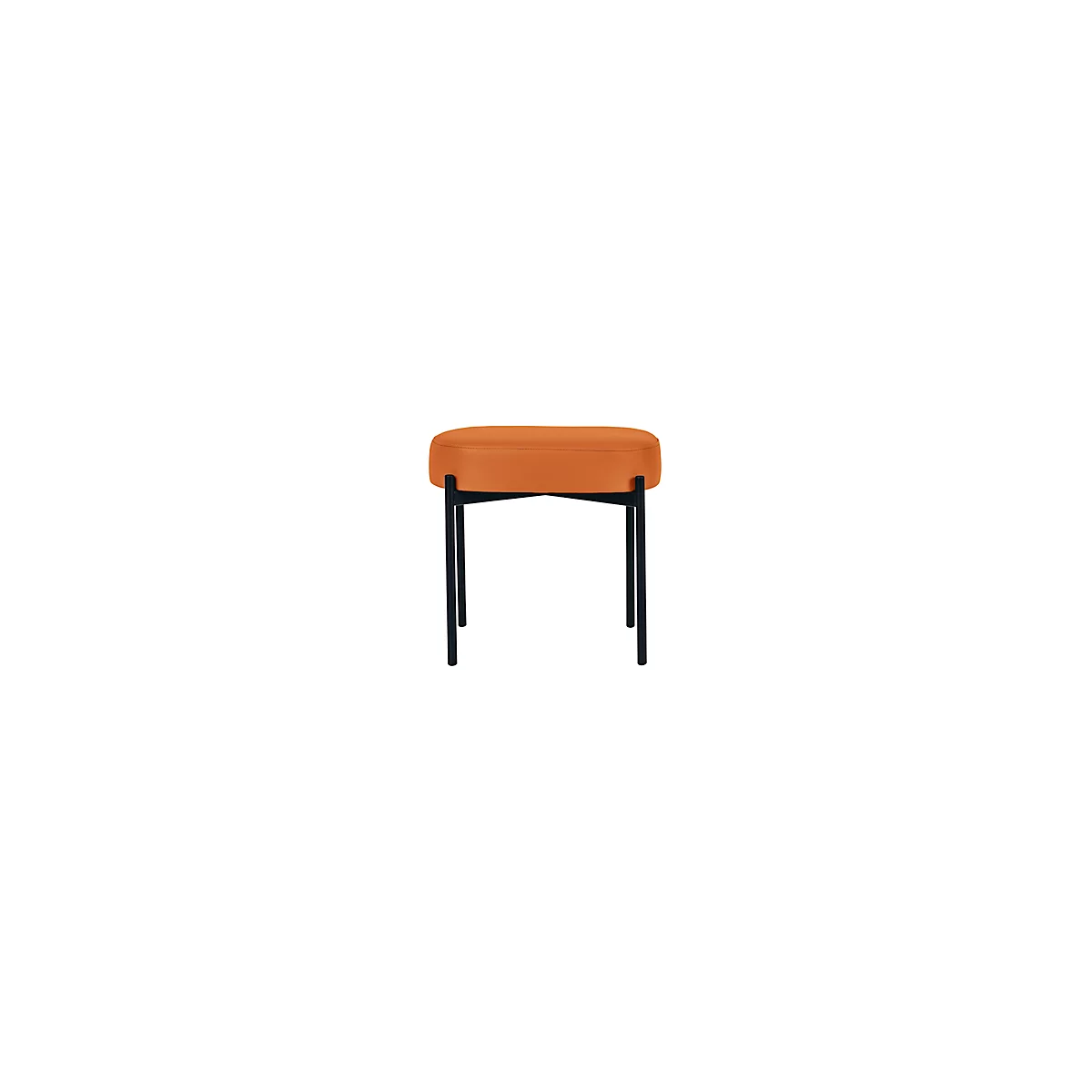 Banc meet® by Paperflow GAIA, ovale S, revêtement en similicuir orange résistant aux désinfectants, piètement 4 pieds noir mat, L 490 x P 380 x H 455 mm