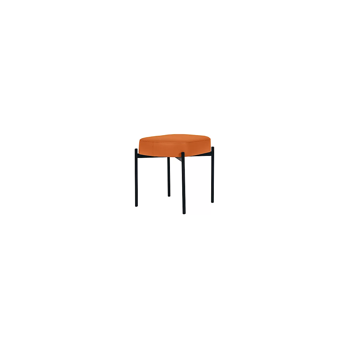 Banc meet® by Paperflow GAIA, ovale S, revêtement en similicuir orange résistant aux désinfectants, piètement 4 pieds noir mat, L 490 x P 380 x H 455 mm