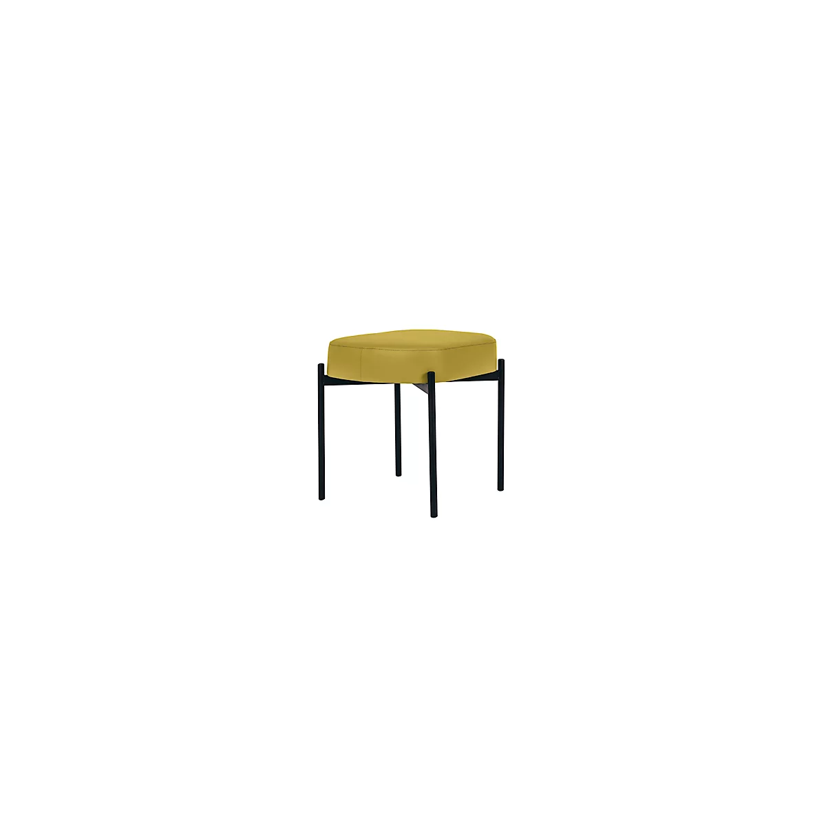 Banc meet® by Paperflow GAIA, ovale S, revêtement en similicuir vert résistant aux désinfectants, piètement 4 pieds noir mat, L 490 x P 380 x H 455 mm