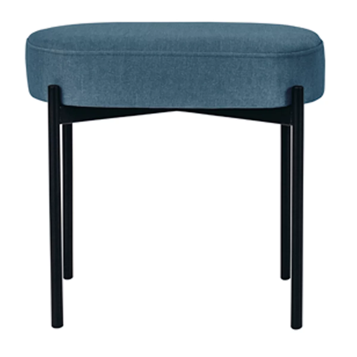 Banc meet® by Paperflow GAIA, ovale S, revêtement tissu bleu, piètement 4 pieds noir mat, L 490 x P 380 x H 455 mm