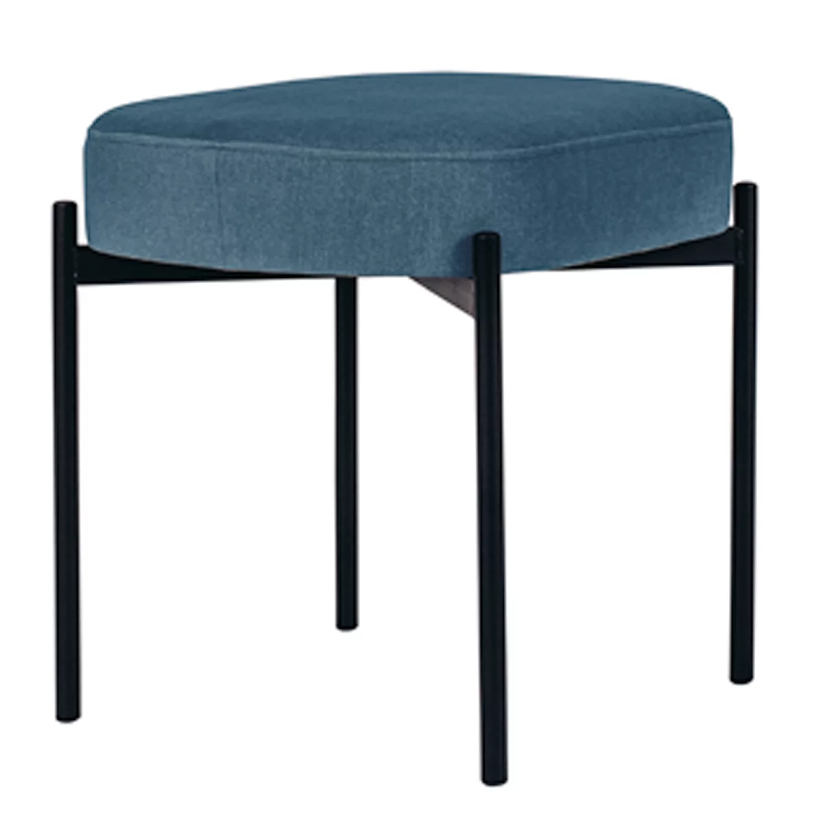 Banc meet® by Paperflow GAIA, ovale S, revêtement tissu bleu, piètement 4 pieds noir mat, L 490 x P 380 x H 455 mm
