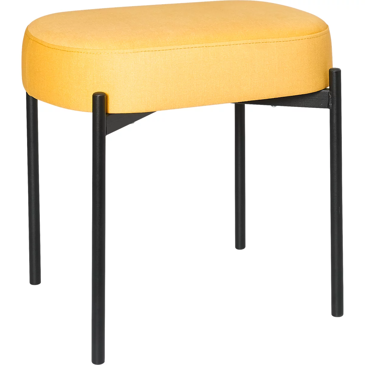 Banc meet® by Paperflow GAIA, ovale S, revêtement tissu safran, piètement 4 pieds noir mat, L 490 x P 380 x H 455 mm