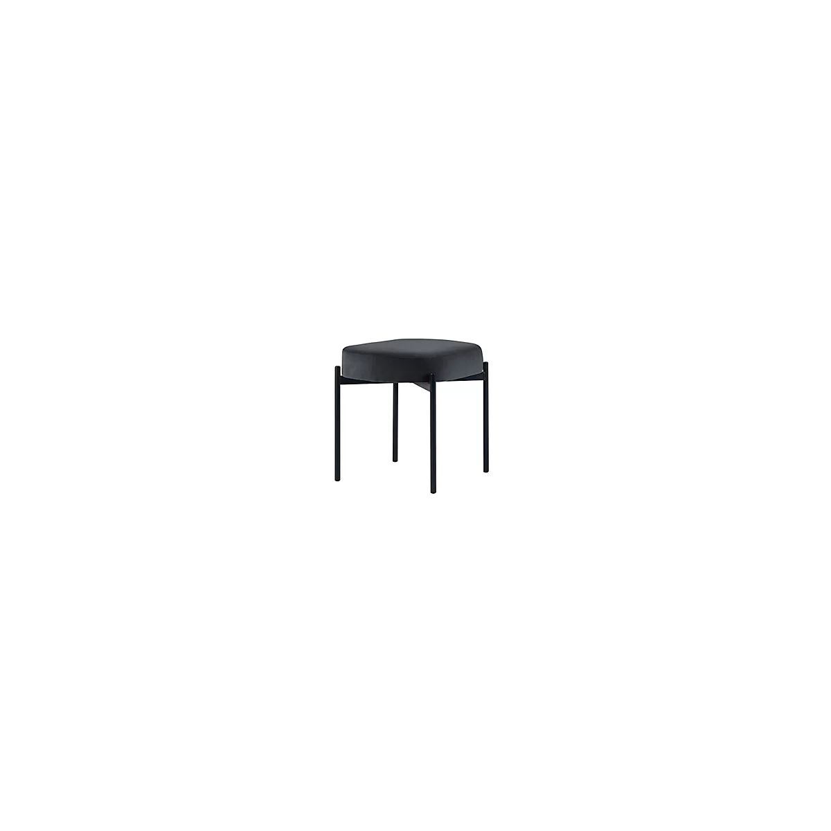 Banc meet® by Paperflow GAIA, ovale S, revêtement velours anthracite, piètement 4 pieds noir mat, L 490 x P 380 x H 455 mm