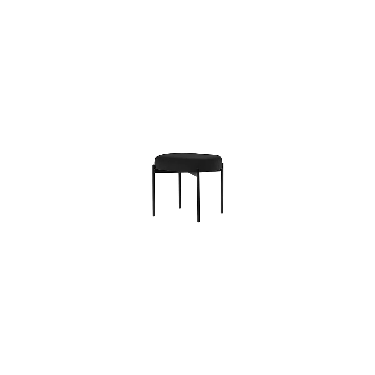 Banc meet® by Paperflow GAIA, ovale S, revêtement velours noir, piètement 4 pieds noir mat, L 490 x P 380 x H 455 mm