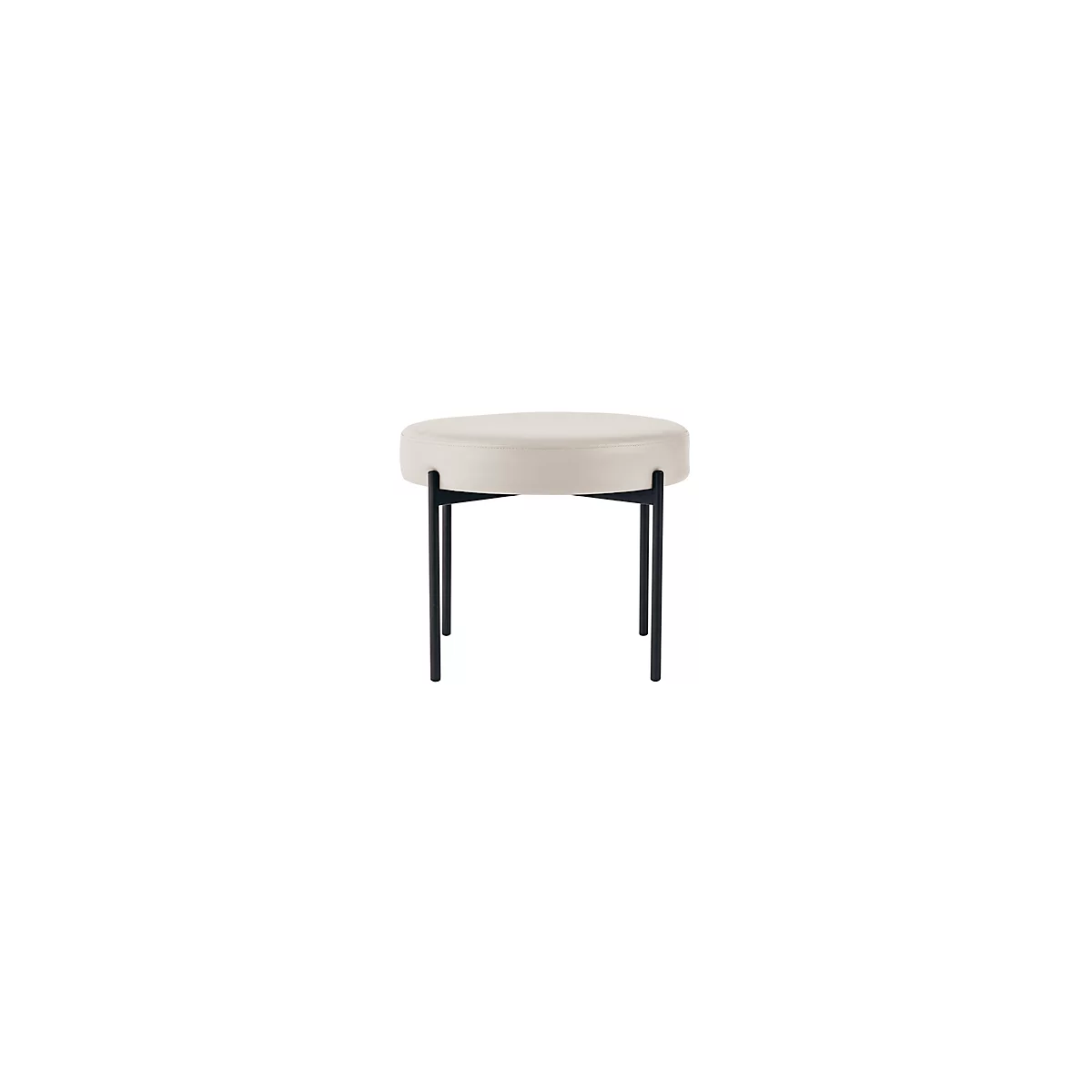 Banc meet® by Paperflow GAIA, rond, revêtement en similicuir blanc résistant aux désinfectants, piètement 4 pieds noir mat, L 575 x P 575 x H 455 mm