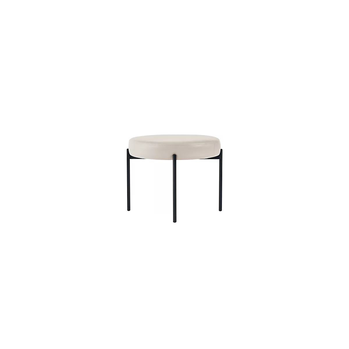 Banc meet® by Paperflow GAIA, rond, revêtement en similicuir blanc résistant aux désinfectants, piètement 4 pieds noir mat, L 575 x P 575 x H 455 mm