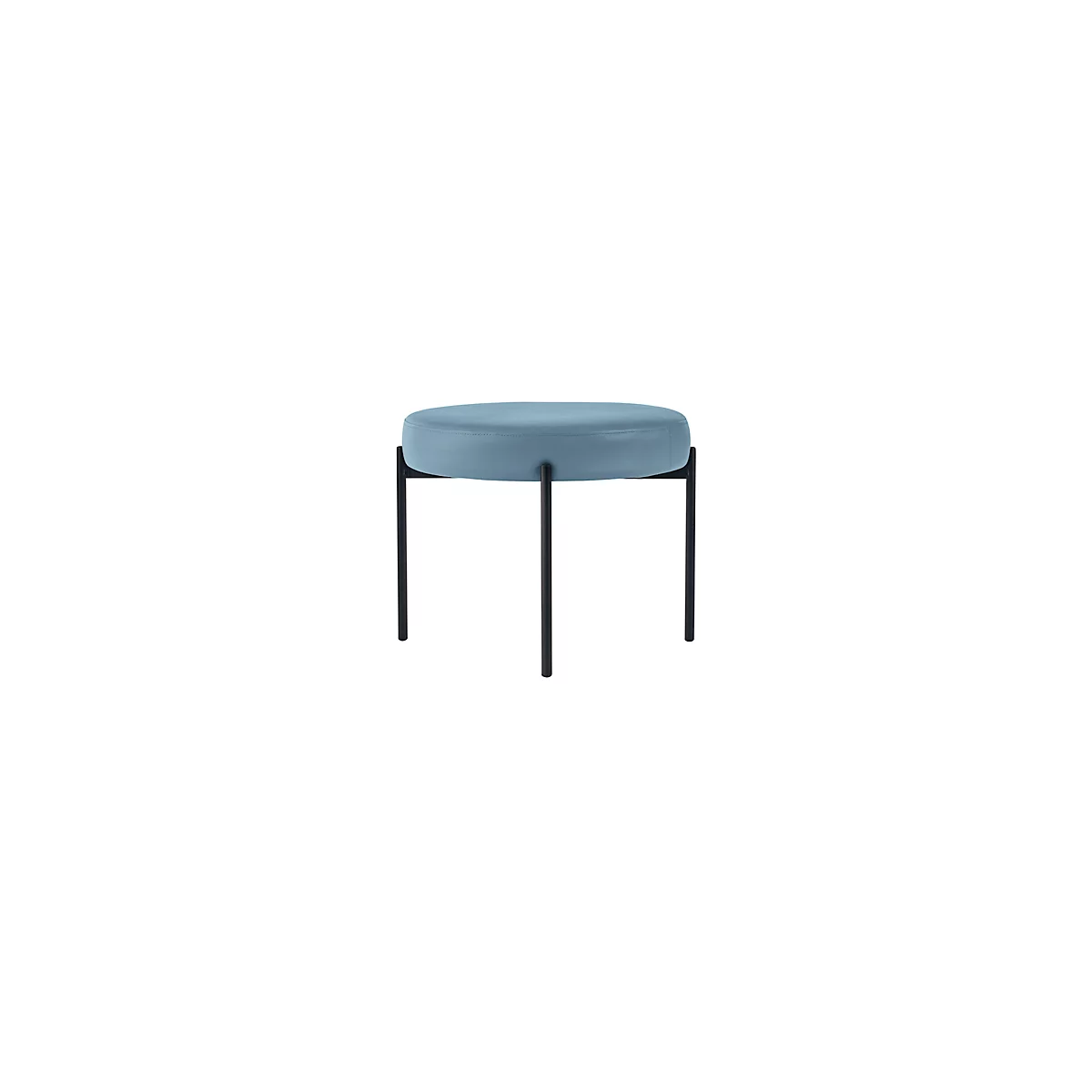 Banc meet® by Paperflow GAIA, rond, revêtement en similicuir bleu résistant aux désinfectants, piètement 4 pieds noir mat, L 575 x P 575 x H 455 mm