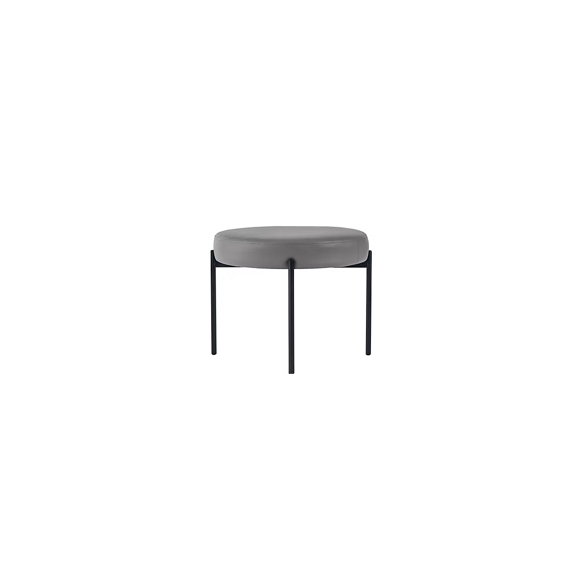 Banc meet® by Paperflow GAIA, rond, revêtement en similicuir gris résistant aux désinfectants, piètement 4 pieds noir mat, L 575 x P 575 x H 455 mm