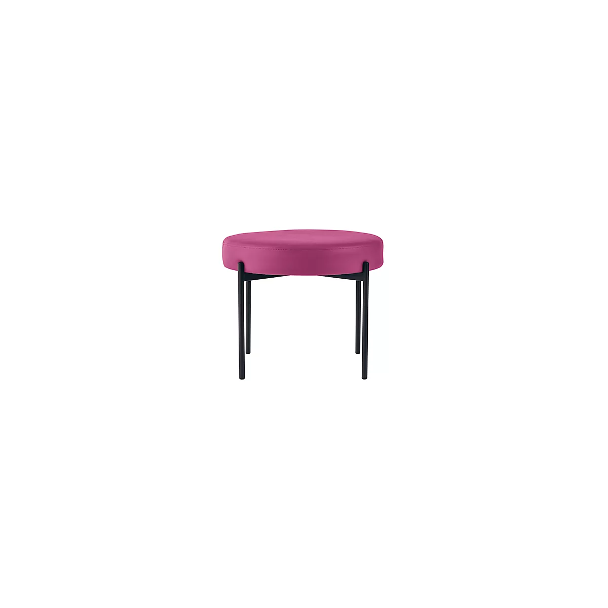 Banc meet® by Paperflow GAIA, rond, revêtement en similicuir lilas résistant aux désinfectants, piètement 4 pieds noir mat, L 575 x P 575 x H 455 mm