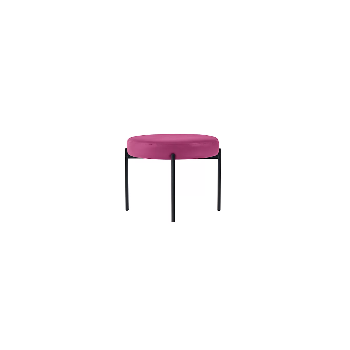 Banc meet® by Paperflow GAIA, rond, revêtement en similicuir lilas résistant aux désinfectants, piètement 4 pieds noir mat, L 575 x P 575 x H 455 mm