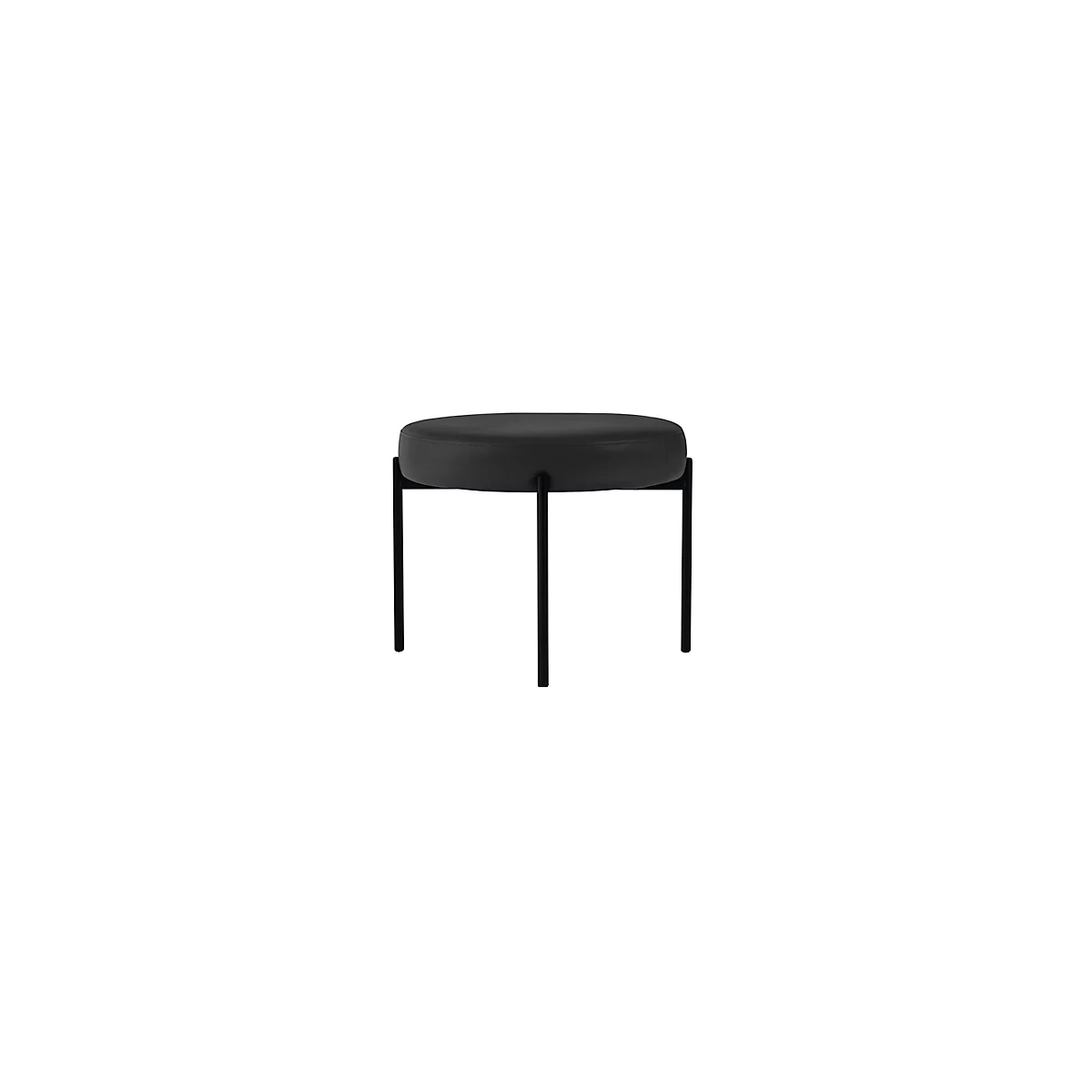 Banc meet® by Paperflow GAIA, rond, revêtement en similicuir noir résistant aux désinfectants, piètement 4 pieds noir mat, L 575 x P 575 x H 455 mm