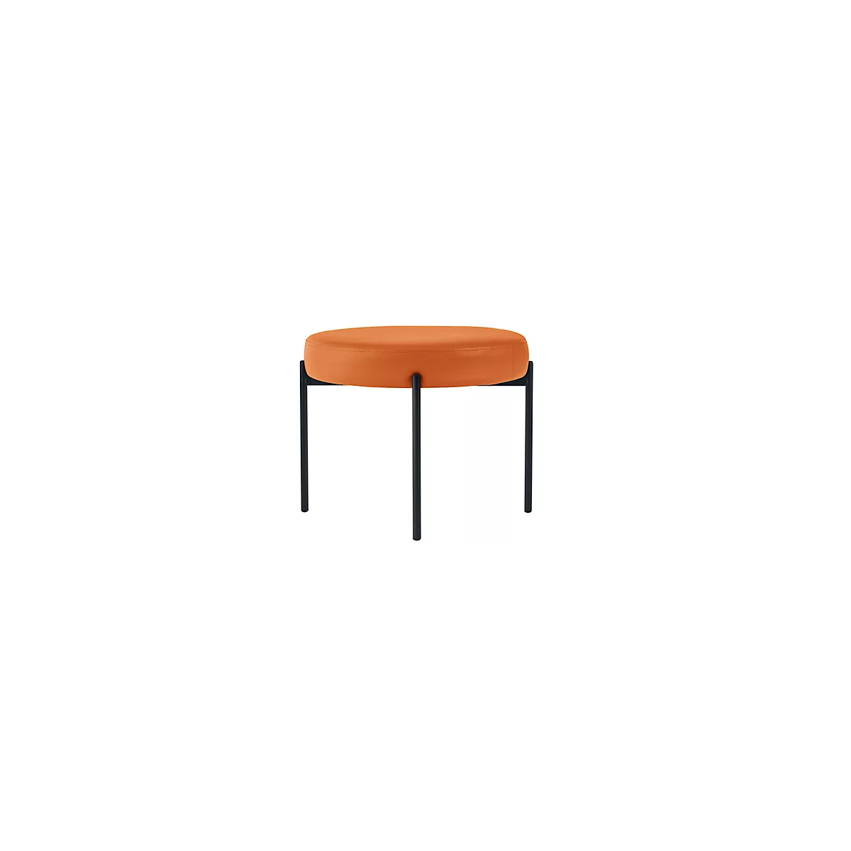 Banc meet® by Paperflow GAIA, rond, revêtement en similicuir orange résistant aux désinfectants, piètement 4 pieds noir mat, L 575 x P 575 x H 455 mm