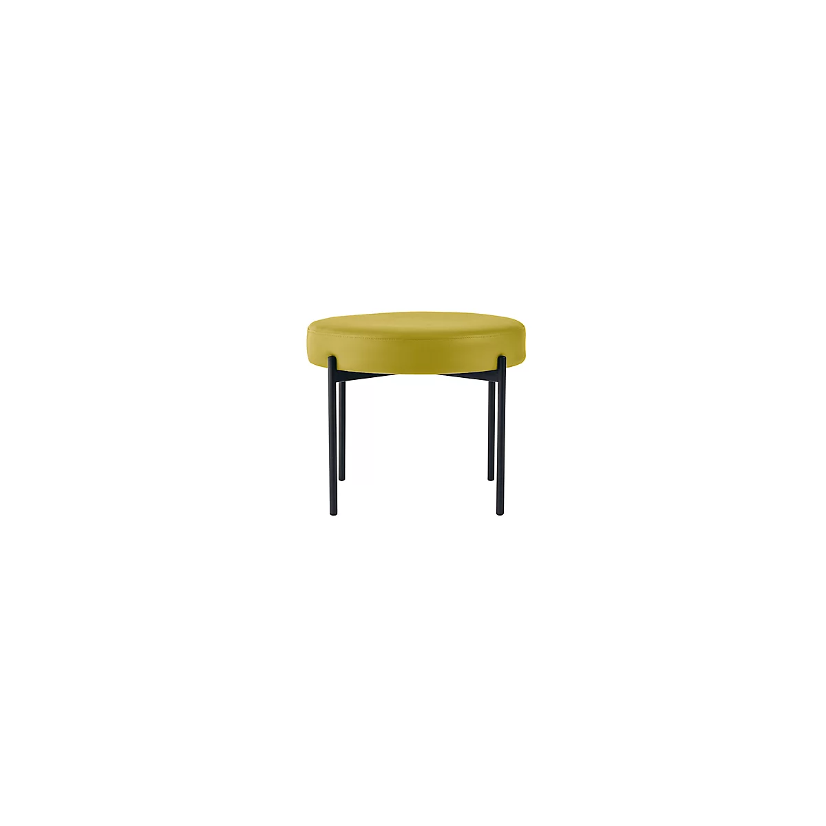 Banc meet® by Paperflow GAIA, rond, revêtement en similicuir vert résistant aux désinfectants, piètement 4 pieds noir mat, L 575 x P 575 x H 455 mm