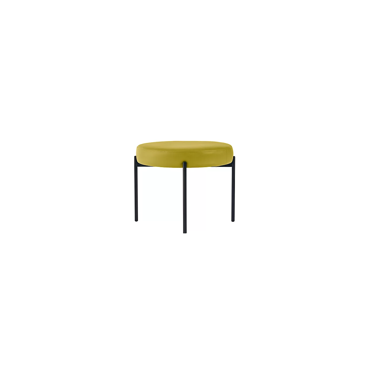 Banc meet® by Paperflow GAIA, rond, revêtement en similicuir vert résistant aux désinfectants, piètement 4 pieds noir mat, L 575 x P 575 x H 455 mm