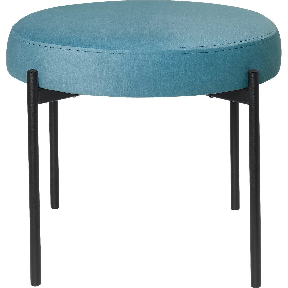 Banc meet® by Paperflow GAIA, rond, revêtement tissu bleu, piètement 4 pieds noir mat, L 575 x P 575 x H 455 mm