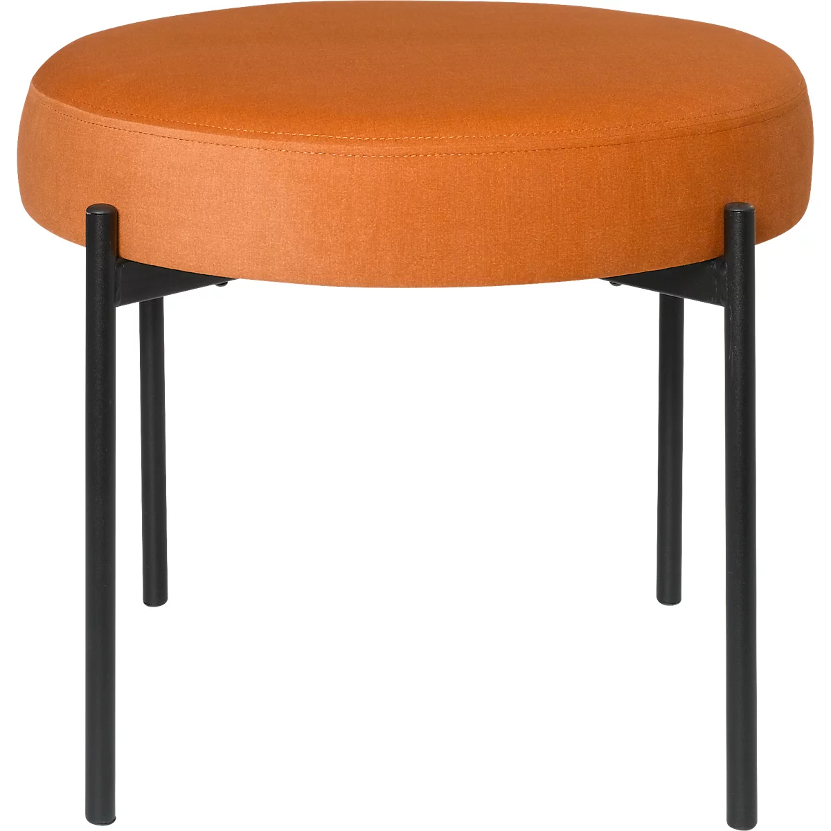 Banc meet® by Paperflow GAIA, rond, revêtement tissu couleur rouille, piètement 4 pieds noir mat, L 575 x P 575 x H 455 mm