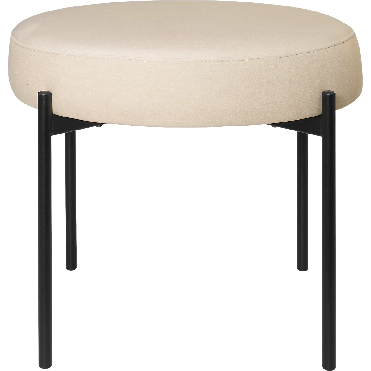 Banc meet® by Paperflow GAIA, rond, revêtement tissu ivoire, piètement 4 pieds noir mat, L 575 x P 575 x H 455 mm