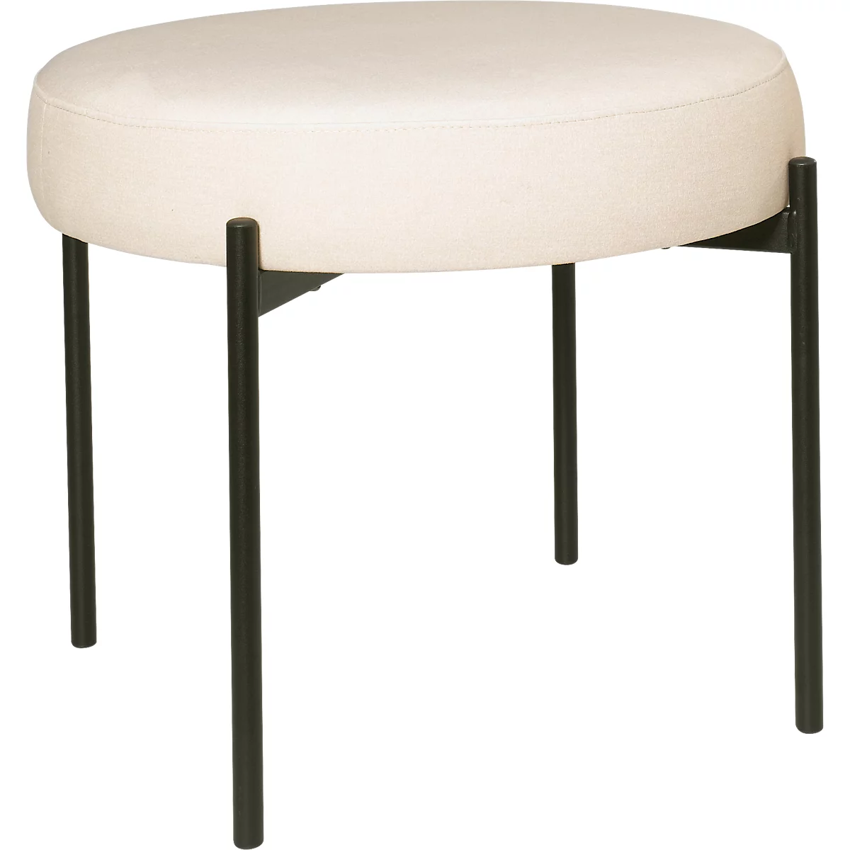 Banc meet® by Paperflow GAIA, rond, revêtement tissu ivoire, piètement 4 pieds noir mat, L 575 x P 575 x H 455 mm