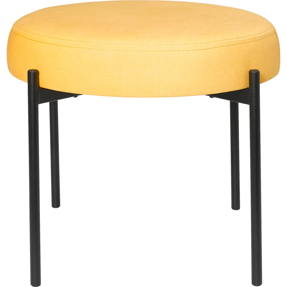 Banc meet® by Paperflow GAIA, rond, revêtement tissu safran, piètement 4 pieds noir mat, L 575 x P 575 x H 455 mm