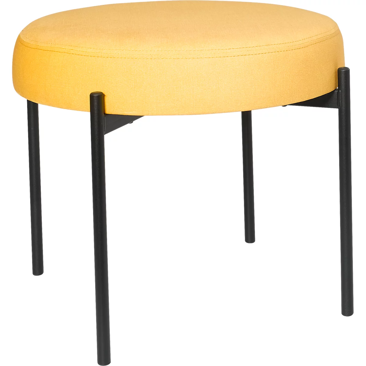 Banc meet® by Paperflow GAIA, rond, revêtement tissu safran, piètement 4 pieds noir mat, L 575 x P 575 x H 455 mm