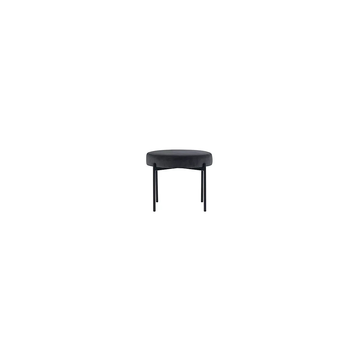 Banc meet® by Paperflow GAIA, rond, revêtement velours anthracite, piètement 4 pieds noir mat, L 575 x P 575 x H 455 mm