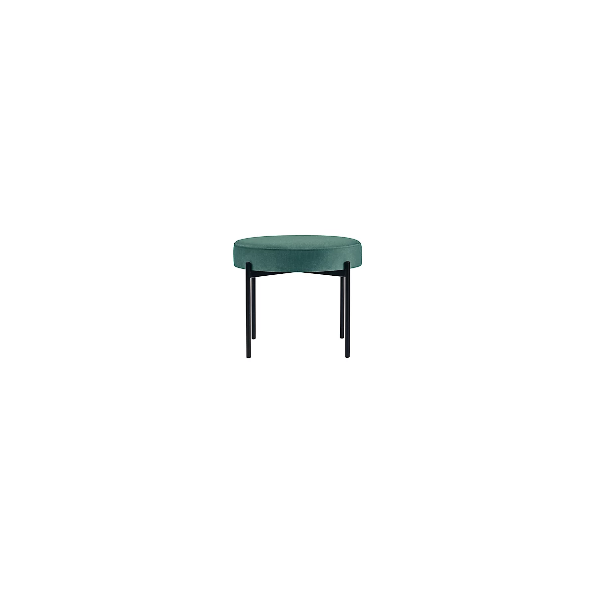Banc meet® by Paperflow GAIA, rond, revêtement velours vert, piètement 4 pieds noir mat, L 575 x P 575 x H 455 mm