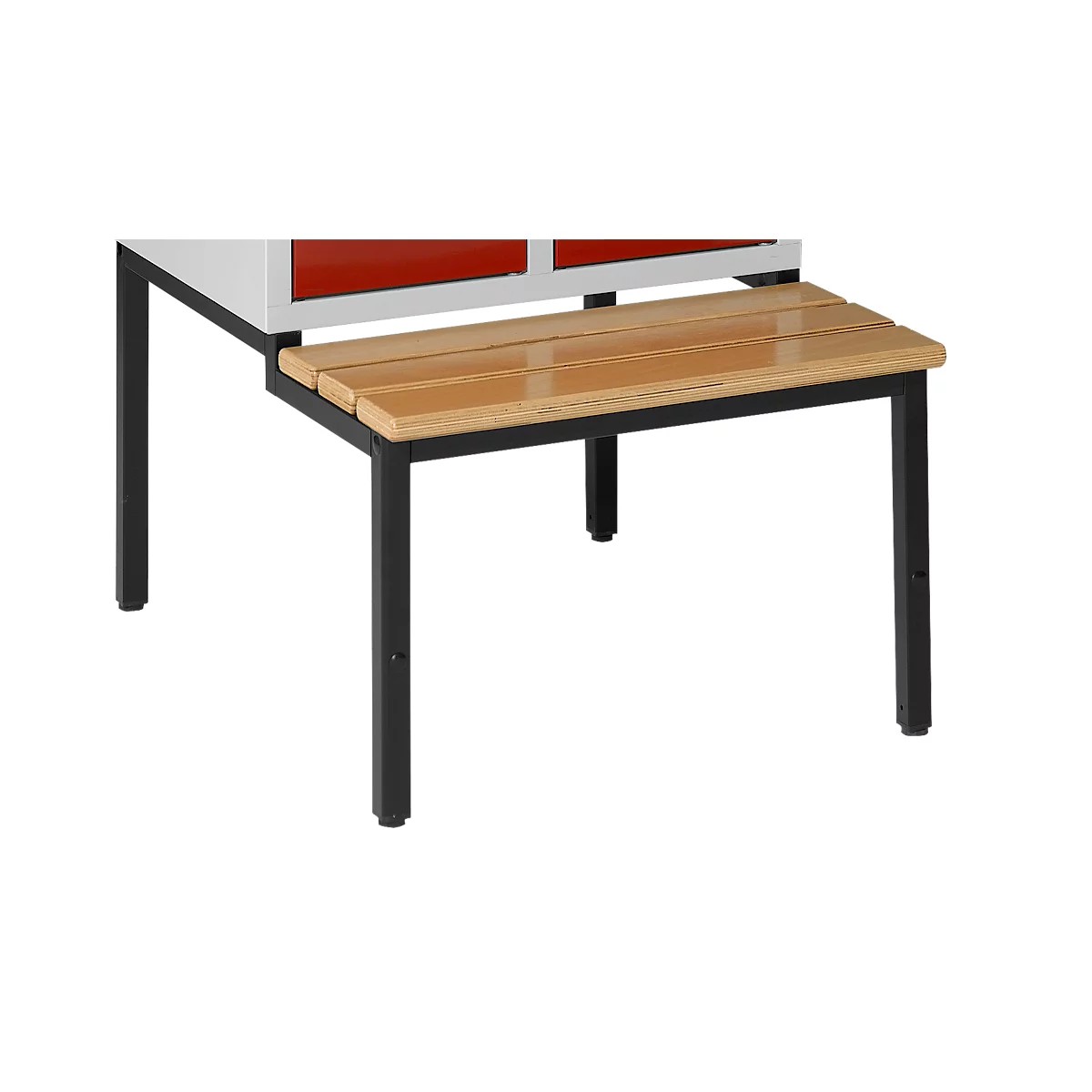 Banc, noir avec 3 planches en hêtre, 630 mm de large