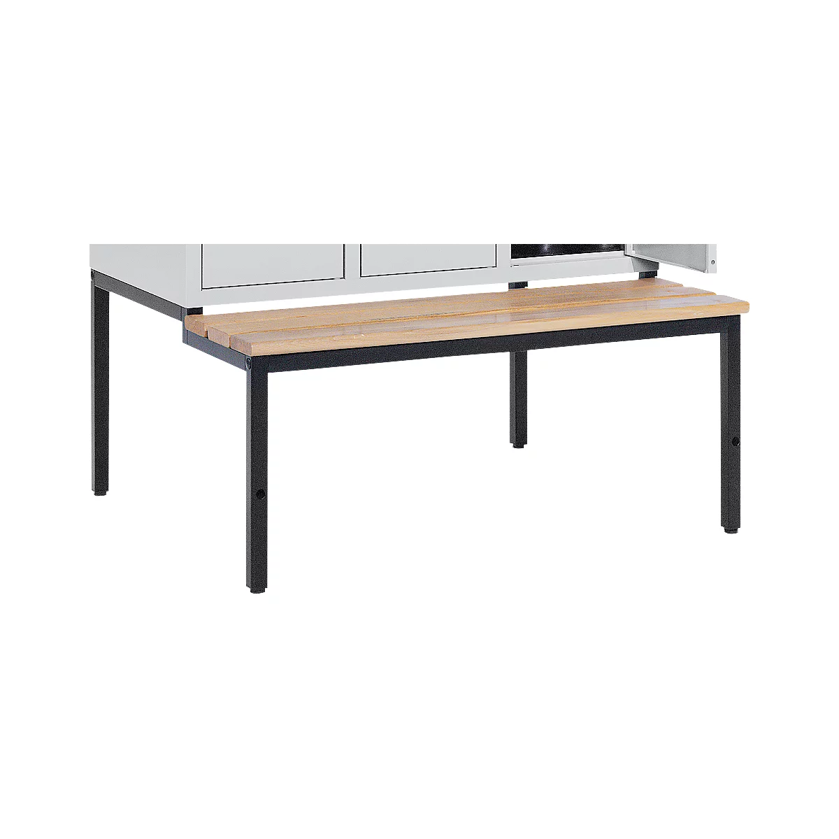 Banc, noir avec 3 planches en hêtre, 930 mm de large