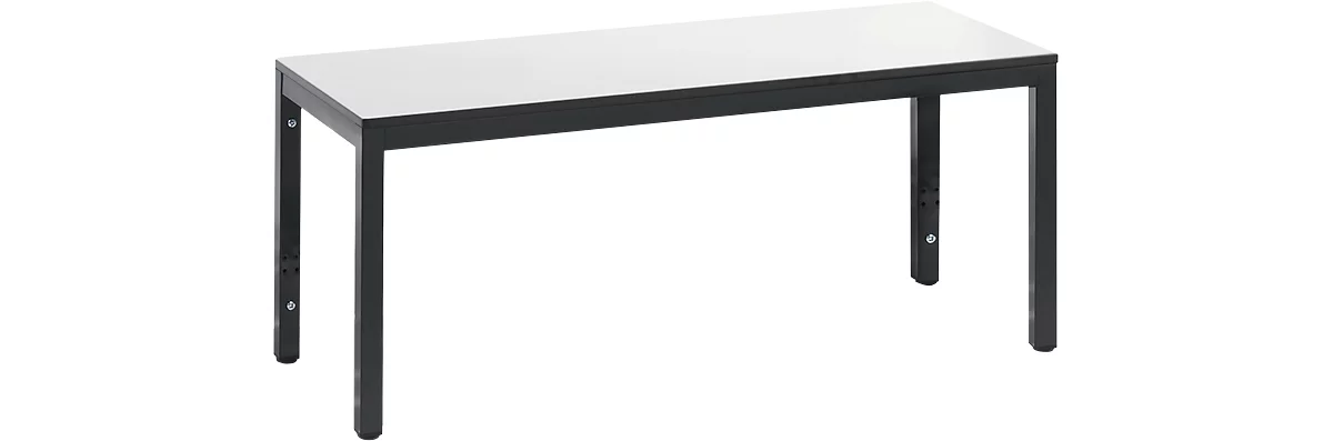 Banco cambiador Basic Plus, para zonas húmedas, sin respaldo, bastidor de 4 patas negro-gris RAL 7021, sin zapatero, ancho 1000 mm, decoración blanco