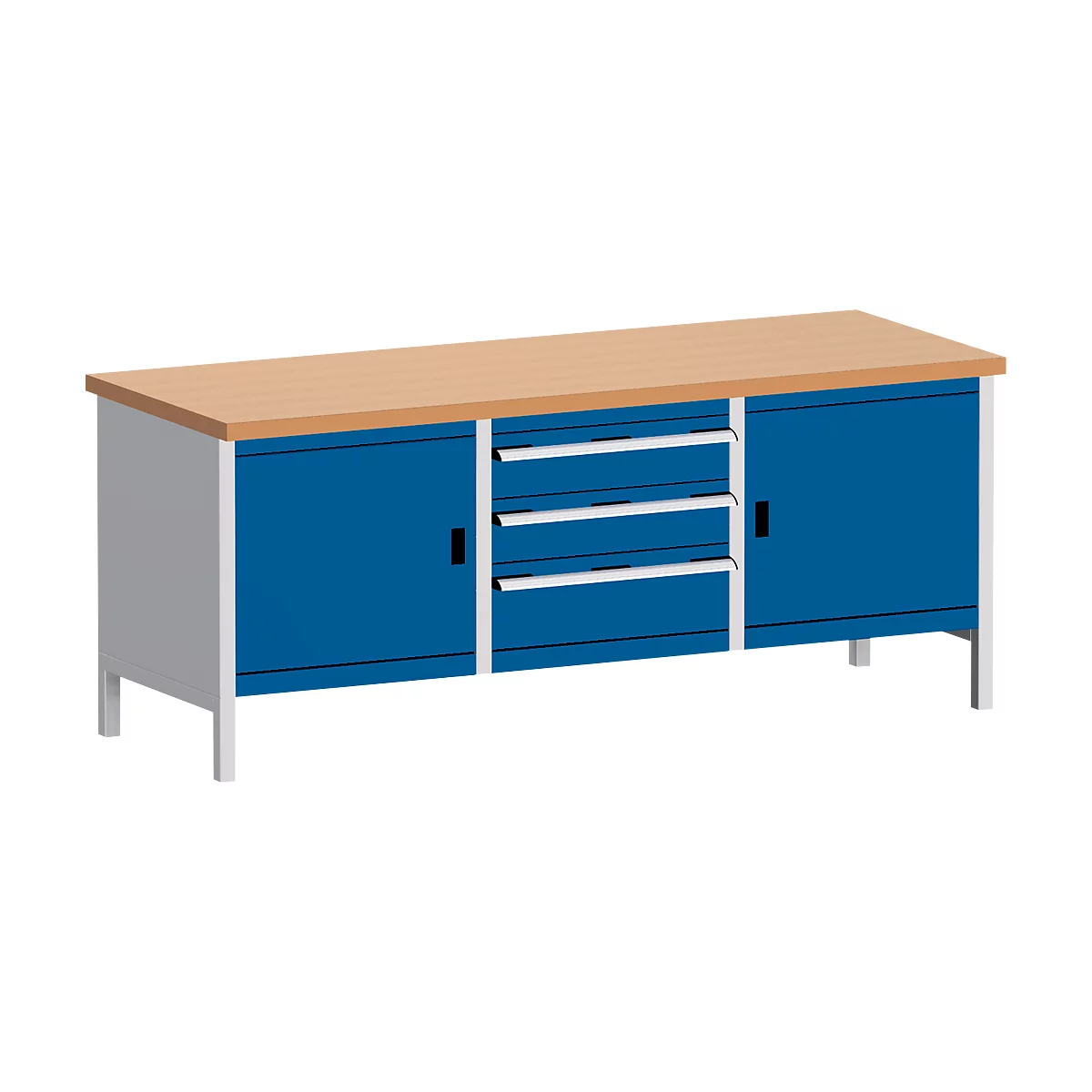 Banco de trabajo con mueble 2078-2.3, azul genciana