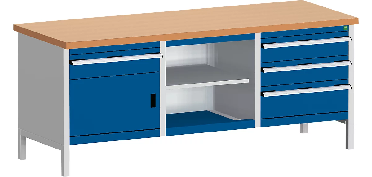 Banco de trabajo con mueble cubio KW-2078-2.4, azul genciana