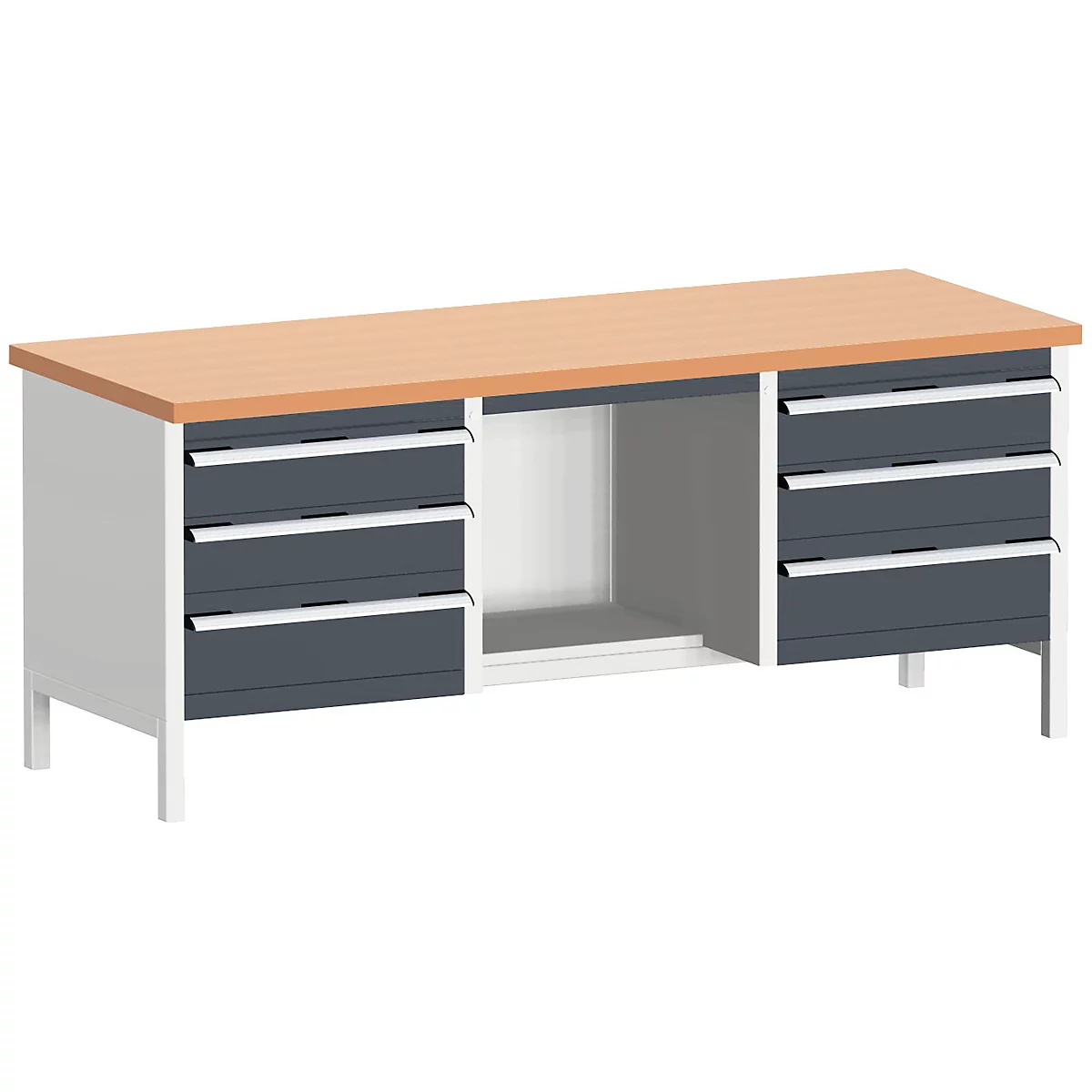 Banco de trabajo con mueble cubio KW-2078-2.9, gris antracita