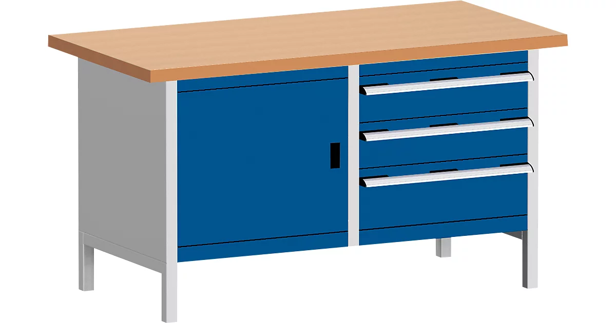 Banco de trabajo con mueble KW-1578-2.3, azul genciana
