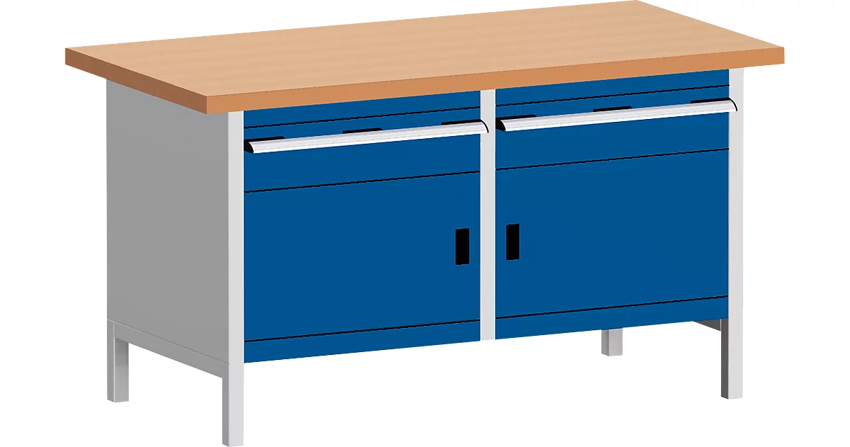 Banco de trabajo con mueble KW-1578-2.4, azul genciana