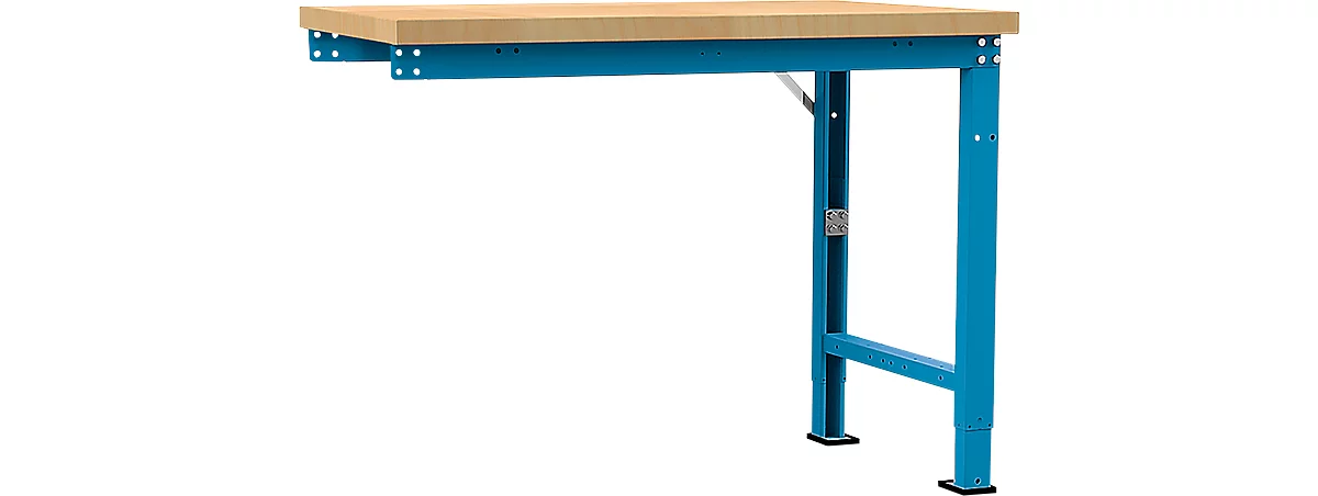 Banco de trabajo de ampliación Manuflex Profi Spezial, tablero multiplex, 1250 x 700 mm, azul luminoso