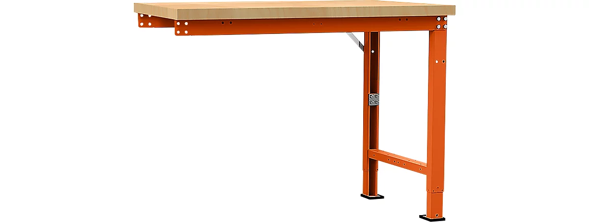 Banco de trabajo de ampliación Manuflex Profi Spezial, tablero multiplex, 1250 x 700 mm, rojo anaranjado